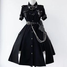 ❤[Military uniform] Front button Army taste Split dress❤ * Some accessories are changed. * Belt is not included. * Because it is a popular product, it may take some time to ship. Vestiti Edgy, Mode Emo, Op Dress, Old Fashion Dresses, Split Dress, Military Uniform, Really Cute Outfits, Fancy Outfits, Edgy Outfits