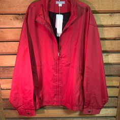 Cbweather Tek Red Long Sleeve Jacket Two Pockets And Zipper New With Tags Red Weatherproof Outerwear For Outdoor Activities, Casual Red Outerwear For Outdoor, Red Weatherproof Long Sleeve Outerwear, Red Weatherproof Outerwear For Fall, Red Sport Coat For Fall Outdoor Occasions, Red Sport Coat For Fall Outdoor Events, Red Sport Coat For Outdoor Fall Occasions, Red Windbreaker For Spring Outdoors, Red Windbreaker For Spring Outdoor Activities