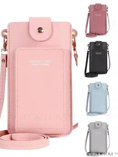 BagForLove - Womens Soft PU Leather Crossbody Wallet Handbag - Compact Phone Purse with Shoulder Strap Casual Bags With Card Slots, Everyday Bags With Card Slots, Pink Phone Bag With Card Slots For Daily Use, Inch Bag, Table Layout, Money Pocket, Details Pictures, Small Clutch, Pink Pattern