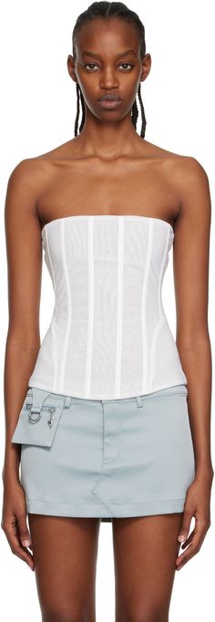 Corset Boning, Mesh Corset, White Corset, Corset Top, White Shop, Luxury Streetwear, Color White, Perfect Clothing, Mesh