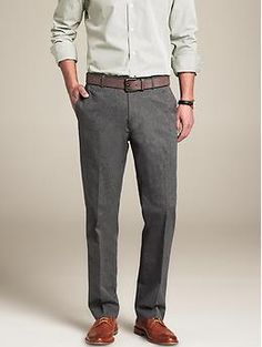 Tailored Slim-Fit Non-Iron Grey Cotton Pant Classic Straight Pants For Business, Classic Business Casual Dress Pants With Belt Loops, Classic Straight Pants With Pressed Crease, Elegant Formal Bottoms With Hip Pockets, Classic Workwear Pants With Welt Pockets, Classic Pants With Welt Pockets For Work, Classic Office Wear Dress Pants With Belt Loops, Classic Straight Business Casual Pants, Classic Straight Work Pants