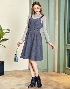 Plaid Tweed Tank Midi Dresses - 84.96 Long Sleeve Tweed Dress For Winter, Fall Tweed Midi Length Dress, Tweed Long Sleeve Dress For Winter, Casual Knee-length Tweed Dress For Fall, Long Sleeve Tweed Dress For Fall, Fall Tweed Knee-length Dresses, Fall Knee-length Tweed Dresses, Casual Tweed Dress For Fall Workwear, Casual Winter Tweed Dress