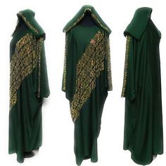 Top Rated Classic Green Stone Work Abaya Farasha Long Dress, Womens Dresses