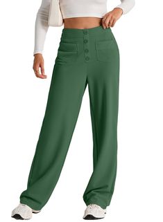 PRICES MAY VARY. Material:EVALESS fall pants for women are made from a high-quality stretchy and breathable fabric that provides maximum comfort throughout the day, making them suitable for all day wear. Features:fall pants for women 2024,high waisted pants for women,women's casual straight leg pants,stretchy work pants women,button down pants for women,womens lightweight work pants,women's solid color business casual pants,women's loose fit office pants,trousers with pockets. Design:this women' Solid Color Straight Dress Pants With Button Closure, Solid Straight Dress Pants With Button Closure, Straight Dress Pants With Button Closure, Solid Color Wide Leg Dress Pants With Button Closure, High-waisted Solid Color Dress Pants With Buttons, Green Wide Leg Pants With Button Closure, High-waisted Dress Pants With Buttons, Solid Color High-waisted Dress Pants With Buttons, Casual High Waist Dress Pants With Buttons