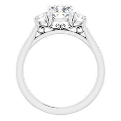 This timeless ring features 1/5 ctw. of dazzling diamonds that adorn the band. A 0.25 ct. or larger oval, asscher, pear, cushion, emerald, square, heart or round shape stone can be set with this ring. Timeless Asscher Cut Ring With Diamond Accents, Wedding Asscher Cut Diamond Ring With Accent Stones, White Gold Asscher Cut Ring With Accent Stones, Asscher Cut Diamond Wedding Ring With Accent Stones, Cubic Zirconia Asscher Cut Ring With Accent Stones, Asscher Cut White Gold Ring With Accent Stones, Luxury Asscher Cut Diamond Ring With Accent Stones, Diamond Ring With Accent Stones, Asscher Cut, Wedding Emerald Ring With Asscher Cut And Diamond Accents