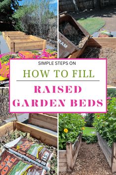 garden beds made out of wooden pallets with text overlay reading how to fill raised garden beds