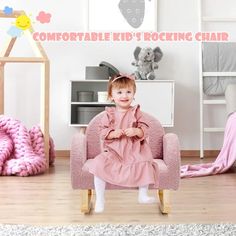 Toddler Rocking Chair Children's Sofa, Solid Wood Frame, Anti-tilt Design, Nursery, Kindergarten Toddler Rocking Chair, Reading Painting, Toddler Sofa, Kids Sofa Chair, Kids Rocking Chair, Childrens Rocking Chairs, Tummy Time Activities, Kids Armchair, Kids Sofa