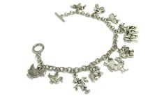 "Farm Animals Bracelet Show off your love of farm animals with this fun, unique piece of jewelry! Delicate bracelet, lovely to wear and wonderful to give. The charms and the bracelet are made from a zinc alloy metal which is both lead and nickel free. This is an awesome collection of charms for the animal lover in your life! PLEASE NOTE: From time to time we may need to substitute one (or more) of the charms for another, all keeping with the theme of the collection. Charm is zinc alloy, lead and