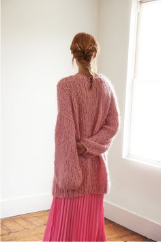 Tunic PATTERN- Mohair So Soft – Loopy Mango Mohair Pattern, Gilet Mohair, Tunic Knitting Patterns, Loopy Mango, Pink Diy, Knitting Needles Sizes, Tunic Pattern, Patterned Cardigans, Vest Pattern