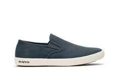 Womens - Baja Slip On Original - Marine Vegan Sneakers, Women's Slip On Shoes, Sneaker Style, Navy Linen, Linen Canvas, Cooling System, Womens Size Chart, Vans Classic Slip On Sneaker, Slip On Shoes