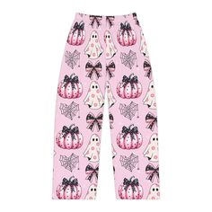 These Halloween pajama pants feature a cute and spooky design with ghost and pumpkin prints on a pink background. Perfect for lounging or sleeping, these comfy PJ bottoms are ideal for Halloween lovers. Whether you are chilling at home or preparing for festive occasions, these pants provide both style and comfort. Suitable for both women and men, they are a great addition to your sleepwear collection. Material: 100% brushed polyester Light fabric (5.6 oz/yd² (190 g/m Elastic waistband Printed-in size and care label Seam thread color automatically matched to design (black or white) Assembled in the USA from globally sourced parts Halloween Pajama Pants, Comfy Sleepwear, Halloween Coquette, Pink Ghost, Pj Bottoms, Halloween Pajamas, Halloween Lovers, Spooky Designs, Ghost Pumpkin