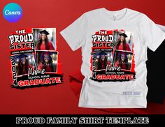 Step into Graduation in Style with Our "Proud Family" Graduation T-shirt Bundle templates! 🎓 Celebrate your graduate's milestone achievement with our customizable bundle. Create unique designs for every member of the family. From mom and dad to siblings, aunts, uncles, and grandparents, this bundle ensures that everyone can proudly show their support on this special day. Make your graduation day even more memorable with our "Proud Family" Graduation T-shirt Bundle! You Will Recieve Editable Canva template allows you to customize colors to match your graduate's school. All text in the Canva template is editable, making it easy to add other family names. Resize designs to fit appropriately on your chosen shirt size. Suitable for small business use, perfect for creating personalized graduati Graduation Shirts For Family 2022, Graduation Shirt Ideas For Family, Senior Year Planning, Graduation Shirts For Family, Graduation Tshirts, Graduation Dinner, Chosen Shirt, Graduation Templates, Proud Family