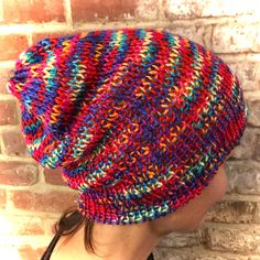 Yarn Bomb Beanie Versitile: Wear it Slouchy or With a Brim Color: Rainbow Brite 🌈⚡️️💫⚡️🌈 Handmade and Extra Everything! Unique, Warm, Cozy and Full of Color.  Stand Out in a Crowd. While Snowboarding, Skiing, or just casualy wearing your beanie out and about.  It's Perfect for A little splash of Color which can go a long way in making your day That Much Brighter and Full of Shyne.  I am a lover of stripes, colors, sparkles, plaids, tye dyes and everything in between ... As long as it makes me feel like Myself. There's nothing better then adding that depth of fresh color then a popping in the best of all ... Unique Hand Made Style.  My Yarn Bomb Beanies are perfect for those Brisk Spring, Chilly Fall, or down right Cold Winter days.  * Handwash and Lay Flat to Dry * 🌈Have a fantastic fa Multicolor Beanie Cap For Beach, Multicolor Beanie For Beach, One Size Fits Most, Multicolor Beanie One Size For Beach, Multicolor Beanie For Beach, One Size, Multicolor Cap Beanie For The Beach, Multicolor Beanie For Outdoor, Multicolor Beach Beanie Cap, Casual Multicolor Knitting Pattern For Winter, Multicolor Beanie Cap, One Size Fits Most