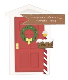 a red door with a christmas wreath on it and a sign that says northern porchs only