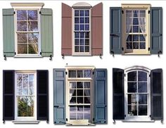 six different types of windows with shutters