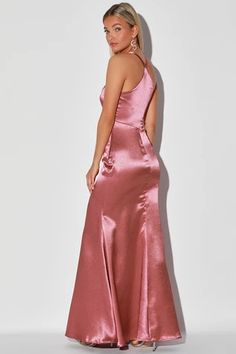 Formal Dresses | Sexy Women's Formal Gowns at Lulus Mermaid Maxi Dress, Blue Satin Dress, Pink Satin Dress, Spring Wedding Guest Dress, Pretty Rose, Formal Dress Shops, Dress Mermaid, Cups Set, Pink Maxi