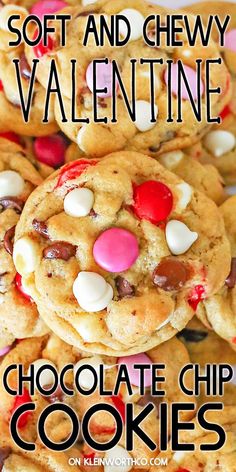 soft and chewy valentine's chocolate chip cookies are the perfect treat for valentine's day