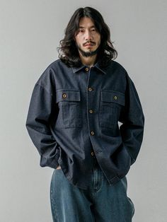 Composition : Cotton 100%Color : Deep blueCountry of Origin : KOREA Urban Long Sleeve Denim Blue Jacket, Indigo Denim Outerwear With Buttoned Pockets, Dark Wash Single Breasted Cotton Outerwear, Dark Wash Single-breasted Cotton Outerwear, Single-breasted Dark Wash Cotton Outerwear, Denim Blue Cotton Shacket With Pockets, Relaxed Fit Denim Blue Outerwear With Flap Pockets, Dark Wash Long Sleeve Outerwear With Buttoned Pockets, Denim Blue Long Sleeve Denim Jacket With Patch Pockets