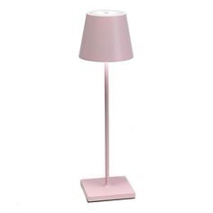 a pink lamp on a white background