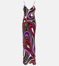 Marmo-print crêpe de chine maxi dress in multicoloured - Pucci | Mytheresa Multicolor Abstract Print V-neck Maxi Dress, Elegant Summer Maxi Dress With Vibrant Print, Multicolor Silk V-neck Midi Dress, Elegant Vibrant Print Maxi Dress For Summer, Elegant Maxi Dress With Vibrant Print For Summer, Elegant V-neck Maxi Dress With Abstract Print, Multicolor Abstract Print Dress For Parties, Chic Abstract Print Maxi Dress For Evening, Summer Evening Multicolor Maxi Dress