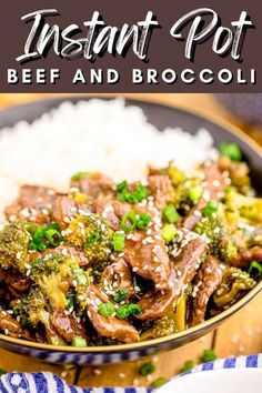 beef and broccoli with rice in a bowl