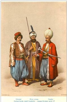 Tschohadar, Valet de pied du Grand-Vizir. Divan Tschaousch, Huissier du Divan. Iassaktji, Garde des Ambassadeurs. Ottoman Palace, Military Illustration, Mughal Empire, Turkish Pattern, Historical Painting