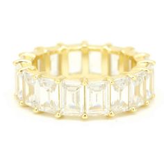 Clear Emerald Cut Ring Square Cut Rings, Emerald Cut Ring, Emerald Cut Rings, Jewels Rings, Crystal Set, Clear Crystals, Pink Crystal, Italian Charm Bracelet, Gold Plated Sterling Silver