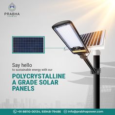 a solar powered post light with the words polycrystalline a grade solar panels