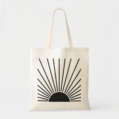 Sun Sunrise Black And White Abstract Sunshine Tote Bag Color: Natural. Gender: unisex. Age Group: adult. Sac Tote Bag, Black And White Abstract, Black And White Design, Black Tote Bag, Black Design, The Body Shop, Sun, Free Design, Tool Design