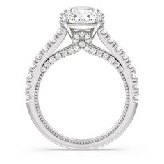 a white gold engagement ring with diamonds on the side