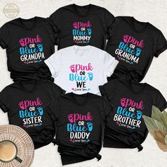 Custom Gender Reveal Family Matching Party Shirts, Pink Or Blue Mommy Loves You Group Tshirt, Baby Shower Team Tee, Baby Announcement Shirts. Welcome to BestMomentTees! Step into a world of comfort and style with our handmade shirts from the renowned Bella Canvas brand. The solid colors are 100% pure cotton, while the delightful heather colors are a charming blend of 52% cotton and 48% polyester. 🍃 Each shirt is a true labor of love, meticulously created using the innovative DTF printing method Shirts For Gender Reveal Party, Cheap Custom Print T-shirt For Gender Reveal, Family Matching Custom Print T-shirt For Gender Reveal, Blue T-shirt With Text Print For Gender Reveal, Pink Family Matching T-shirt With Letter Print, Family Matching Pink T-shirt With Letter Print, Funny Black Tops For Gender Reveal, Funny Blue Tops For Birthday, Blue Text Print T-shirt For Mother's Day