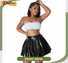 Women's Spring Summer Shiny Sexy Pleated Skirt Zipper Elastic Waist Skirt Fitted Punk Mini Skirt For Club, Punk Fitted Mini Skirt For Club, Punk Style Fitted Mini Skirt For Club, High Waist Stretch Punk Mini Skirt, Fitted Punk Style Skort For Summer, Stretch Punk Skirt For Club, Punk Style Stretch Skirt For Club, Punk Style Fitted Skirt For Club, Stretch Punk Skirt For Night Out