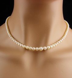 14kt white gold PEARL choker - diamond clasp necklace - Vintage 1950's Ladies wedding jewelry - 1st Classic Bridal Necklace For Wedding, Classic Pearl Necklace With 17 Jewels For Wedding, Classic Single Strand Pearl Necklace For Formal Occasions, Elegant Single Strand Cream Pearl Necklace, Timeless Single Strand Jewelry For Wedding, Timeless Single Strand Wedding Jewelry, Elegant Cream Single Strand Pearl Necklace, Elegant Single Strand Necklace For Anniversary, Elegant Single Strand Bridal Necklace For Anniversary