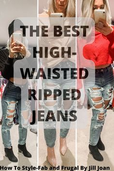 The cutest outfits ever! I love how you can style 1 pair of ripped jeans 3 different ways! This will make getting ready so much eaiser! High Waisted Jeans Outfit Fall, High Waisted Jeans Outfit Summer, High Waisted Jeans Outfit Winter, High Waisted Jeans Outfit Casual, High Waisted Jeans Outfit, Cutest Outfits