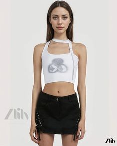 Zlily - Retro Sleeveless Sexy Crop Top - Stylish Outerwear White Club Top With Built-in Bra, White Y2k Halter Neck Tank Top, Y2k White Crop Top For Night Out, White Halter Neck Top For Club, Y2k Style Halter Neck Crop Top For Club, Y2k Halter Neck Tank Top For Party, Y2k Halter Top For Night Out, Y2k Style Sleeveless Halter Top For Night Out, White Halter Neck Tank Top For Club