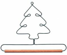 a metal christmas tree with a wooden stick