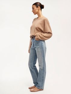 Elodie Crewneck Cashmere Sweater at Equipment Jeans And Cowboy Boots, Slim Leg Jeans, Camel Sweaters, Sweater Sale, Slim Leg, Tan Color, Cashmere Sweater, Slim Legs, Alternative Fashion