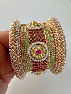 Rajwadi Kada Pachali Bangles I Meenakari Openable Kada Kundan Bridal Bangles/Wedding Special Royal Rajwadi Jadau Statement Padmavati Styled Kada /Statement Rajwadi Jadau Statement Kada openable bangle kada in 24 k gold plating Sold as a single Closure:- Screw Type Adjustable with screw so  One Size Fits 1-2 sizes up as well. These stunning Pachali bangle is designed to capture the grandeur of Rajwadi craftsmanship, making them a perfect choice for brides and women who appreciate timeless eleganc Antique Gold Kada, Jadau Bracelet, Bridal Bangles Wedding, Gold Kada, Indian Bangles, Single Wide, Bangles Indian, Bridal Bangles, Indian Wedding Jewelry