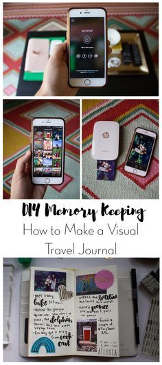 a person holding an open book with pictures on it and text reading my memory keeping how to make a visual travel journal