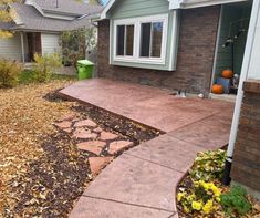 concrete-walkway Concrete Front Walkway, Front Walkway Ideas