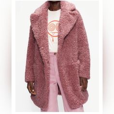 This Cocoon Coat Is Made From Super-Soft Teddy Bear-Style Faux Fur. Thick And Plush, It’ll Keep You Toasty Even With The Most Daring Of Outfits Underneath. Luxe Pink Satin Lining. Throw In A Retro-Style Wide Collar And Classic Chunky Button Fastenings, And You Have Your New Party-Season Staple. Colors Depicted Are True. Oversized Fit. Ted Baker Size 1 Pink Teddy Coat, Cheetah Print Coat, Ted Baker Jacket, Country Attire, Long Coat Jacket, Hooded Faux, Soft Teddy Bear, Cocoon Coat, Pink Faux Fur