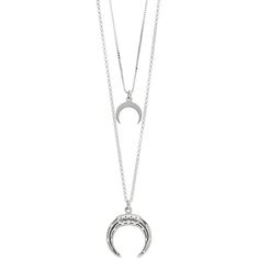 "Complete your chic look when you accessorize with this sterling silver crescent moon necklace. Complete your chic look when you accessorize with this sterling silver crescent moon necklace. Chain length: 18 in. Chain type: cable Metal: sterling silver Plating: rhodium Finish: polished, textured Packaging: boxed Please note, due to the high value of this item, a signature may be required upon delivery. Size: 18"". Gender: female. Age Group: adult." Adjustable Silver Half Moon Necklace, Adjustable Half Moon Silver Necklace, Silver Crescent Clavicle Chain Jewelry, Silver Crescent Charm Necklace, Textured Packaging, Crescent Moon Necklace Silver, Forest Witch, Crescent Necklace, Layered Necklaces Silver