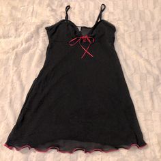 Sexy Sleep Dress- V-Neck With Front Tie And Nice Supportive Straps. L Length Is 22 Inches; Super Cute! Black Coquette Mini Dress For Summer, Black Summer Mini Dress With Playful Style, Y2k V-neck Mini Dress, Night Dress Sleep, Women Nightwear Dresses, Black Nightgown, Nightwear Dress, Nice Night, Lacy Lingerie