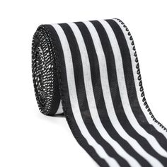 a black and white striped tie on a white background