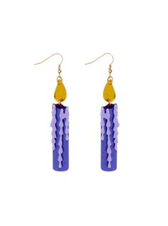 Serve haute haunted house in the Seance Candle Earrings. We've recreated a pair of mesmerising taper candles in laser-cut tones of lilac and purple acrylic, supposedly the best candles for enhancing your magical powers and spell casting. Or so we've heard through the deadly grapevine... Suspended from hypoallergenic gold-tone hooks, spirit up these statement earrings and get set to charm all in the nearest vicinity. Candle Earrings, St Brigid, Spell Casting, Tatty Devine, Purple Acrylic, Magical Power, Diy Room, Best Candles, Taper Candles