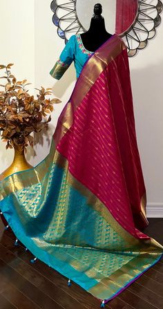 💥kanchipuram silk saree with rare color combinations with ready to wear work blouse that first to 34 to 46 Blouse is beautifully done with embroidery  beautiful combination  saree is done with fall pico and beautiful fancy tussels  work blouse ready to wear blouse 34 to 46 Designer Handloom Paithani Silk Pre-draped Saree, Semi-stitched Paithani Silk Choli With Zari Work, Unstitched Paithani Silk Choli With Zari Work, Unstitched Paithani Silk Choli With Cutdana, Dola Silk Handloom Blouse Piece For Eid, Anarkali Handloom Dola Silk Blouse Piece, Anarkali Dola Silk Handloom Blouse Piece, Multicolor Dola Silk Lehenga With Zari Weaving, Handloom Dola Silk Blouse Piece For Eid