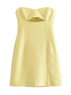 Freya Strapless Hollow Out Mini Dress – Fashion Pov Yellow Corset, Summer Tube, Dresses Yellow, Tube Top Dress, Backless Mini Dress, Mini Dresses For Women, Strapless Mini Dress, Small Dress