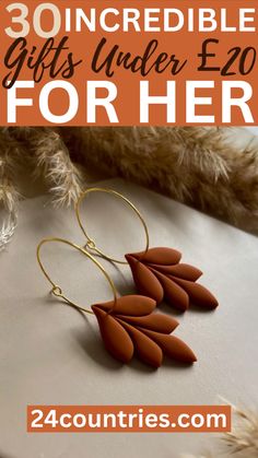 the text reads, 30 incredible gifts under $ 20 for her with an image of leaves on