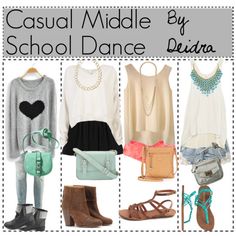 What to wear to a casual middle school dance... I'm going to be glad I pinned this, someday! Middle School Dance Outfits, Kai Fashion, School Dance Outfits, Middle School Fashion, Polyvore Casual, Middle School Dance, Neon Prom Dresses, School Clothing, Middle School Outfits