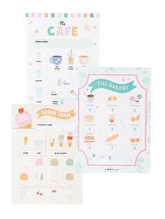 Pretend Play Notepads: Cafe Treats Pretend Play Magic Playbook Cafe Treats, Play Cafe, Ice Cream Cupcakes, Cafe Bakery, Kids Printables, Sweet Buns, Childs Play, Hidden Veggies, Great Place To Work